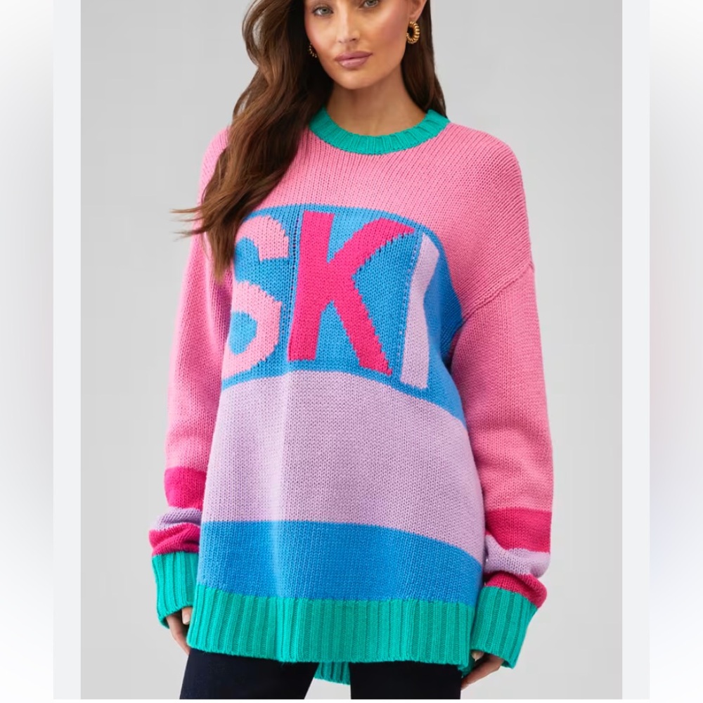 Ski crewneck colorful relaxed fit sweater